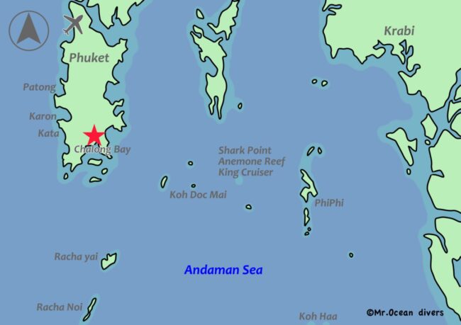 プーケットのダイビング発着のチャロン港　地図