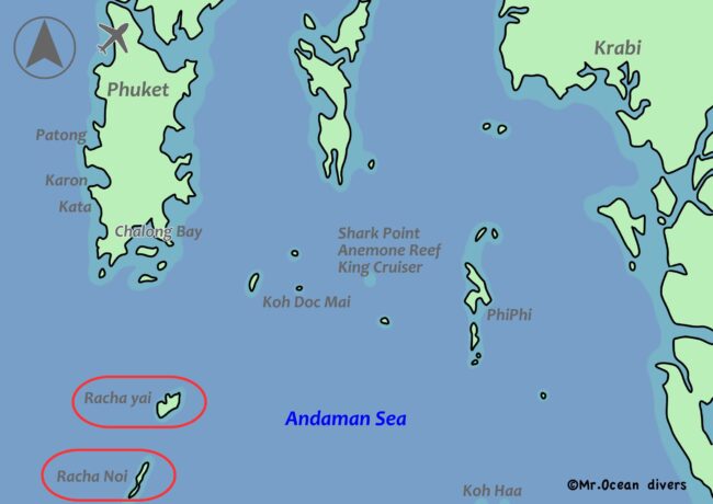 プーケット近郊のダイビングスポットMAP